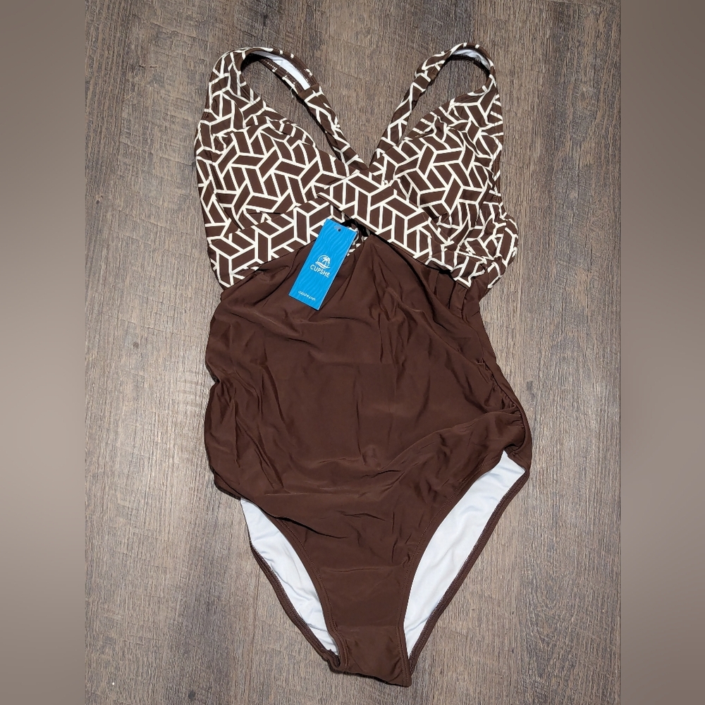 Cupshe Brown Geometric Women's Swimsuit